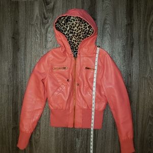 Ambiance vegan leather bomber style jacket size sm